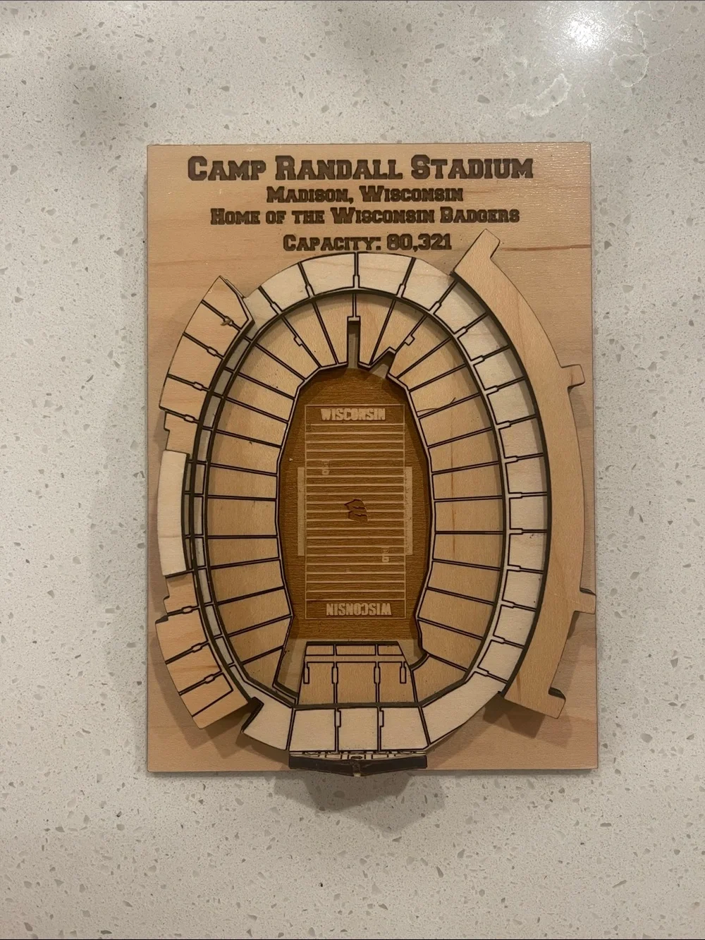 Camp Randall Stadium Wood Stadium Map Plaque - Natural Wood